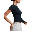 imageCRZ YOGA Softembrace Short Sleeve Going Out Tops for Women Soft High Crew Neck Casual Tight Shirts Fitted Basic TShirtsTrue Navy