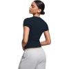 imageCRZ YOGA Softembrace Short Sleeve Going Out Tops for Women Soft High Crew Neck Casual Tight Shirts Fitted Basic TShirtsTrue Navy