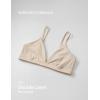 imageCRZ YOGA Softhold Womens Double Lined Triangle Bralette  Adjustable Straps Unlined Wireless Cami Plunge TShirt Everyday BraMojave Tan 2