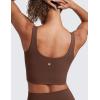 imageCRZ YOGA Softness Mold Butterluxe Longline Sports Bras for Women  Molded Cup V Neck Yoga Clothes Workout Crop Tank TopCoffee Brown