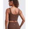 imageCRZ YOGA Softness Mold Butterluxe Longline Sports Bras for Women  Molded Cup V Neck Yoga Clothes Workout Crop Tank TopCoffee Brown