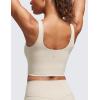 imageCRZ YOGA Softness Mold Butterluxe Longline Sports Bras for Women  Molded Cup V Neck Yoga Clothes Workout Crop Tank TopMojave Tan