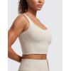 imageCRZ YOGA Softness Mold Butterluxe Longline Sports Bras for Women  Molded Cup V Neck Yoga Clothes Workout Crop Tank TopMojave Tan