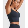 imageCRZ YOGA Softness Mold Butterluxe Longline Sports Bras for Women  Molded Cup V Neck Yoga Clothes Workout Crop Tank TopTrue Navy