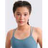 imageCRZ YOGA Softness Mold Girls Butterluxe Sports Bra  Double Spaghetti Strappy Scoop Neck for Training Yoga Dance Teens KidsBlue Ashes