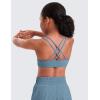imageCRZ YOGA Softness Mold Girls Butterluxe Sports Bra  Double Spaghetti Strappy Scoop Neck for Training Yoga Dance Teens KidsBlue Ashes