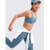 imageCRZ YOGA Softness Mold Girls Butterluxe Sports Bra  Double Spaghetti Strappy Scoop Neck for Training Yoga Dance Teens KidsBlue Ashes