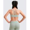 imageCRZ YOGA Softness Mold Girls Butterluxe Sports Bra  Double Spaghetti Strappy Scoop Neck for Training Yoga Dance Teens KidsGreen Palm Court