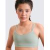imageCRZ YOGA Softness Mold Girls Butterluxe Sports Bra  Double Spaghetti Strappy Scoop Neck for Training Yoga Dance Teens KidsGreen Palm Court