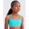 imageCRZ YOGA Softness Mold Girls Butterluxe Sports Bra  Double Spaghetti Strappy Scoop Neck for Training Yoga Dance Teens KidsSpectral Blue