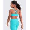 imageCRZ YOGA Softness Mold Girls Butterluxe Sports Bra  Double Spaghetti Strappy Scoop Neck for Training Yoga Dance Teens KidsSpectral Blue