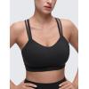 imageCRZ YOGA Softness Mold Womens Butterluxe U Neck Longline Sports Bras  Supportive Cross Back Double Strap Yoga Top DDD CupBlack