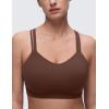 imageCRZ YOGA Softness Mold Womens Butterluxe U Neck Longline Sports Bras  Supportive Cross Back Double Strap Yoga Top DDD CupCoffee Brown