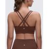 imageCRZ YOGA Softness Mold Womens Butterluxe U Neck Longline Sports Bras  Supportive Cross Back Double Strap Yoga Top DDD CupCoffee Brown