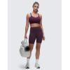 imageCRZ YOGA Softness Mold Womens Butterluxe U Neck Longline Sports Bras  Supportive Cross Back Double Strap Yoga Top DDD CupDeep Purple