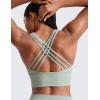imageCRZ YOGA Strappy Longline Sports Bras for Women  Wirefree Padded Criss Cross Yoga Cropped Tank TopsGreen Palm Court