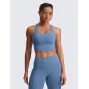 imageCRZ YOGA Strappy Longline Sports Bras for Women  Wirefree Padded Criss Cross Yoga Cropped Tank TopsOasis Blue