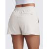 imageCRZ YOGA Stretch Hiking Shorts for Women 3 Lightweight Cargo for Athletic Travel Outdoor with Zip Pockets Water ResistanceMilky White Bone