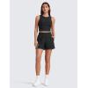 imageCRZ YOGA Stretch Womens Shorts Casual 4quot Linerless High Waisted V Slit for Athletic Hiking Dress Golf with PocketsBlack