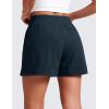 imageCRZ YOGA Stretch Womens Shorts Casual 4quot Linerless High Waisted V Slit for Athletic Hiking Dress Golf with PocketsTrue Navy