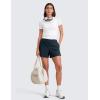 imageCRZ YOGA Stretch Womens Shorts Casual 4quot Linerless High Waisted V Slit for Athletic Hiking Dress Golf with PocketsTrue Navy