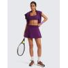 imageCRZ YOGA Tennis Skirt for Women High Waisted Flowy Golf Pickleball Athletic Casual A Line Skorts with PocketsPlum Magenta