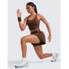 imageCRZ YOGA Tennis Skirts for Women High Waisted Side Slit Running Workout Athletic Mini A Line Skort with PocketsCoffee Brown