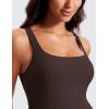 imageCRZ YOGA Women Butterluxe Sleeveless Tank Maternity Dress Split Ruched Pregnancy Square Neck Bodycon Casual Baby ShowerHot Fudge Brown