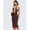 imageCRZ YOGA Women Butterluxe Sleeveless Tank Maternity Dress Split Ruched Pregnancy Square Neck Bodycon Casual Baby ShowerHot Fudge Brown