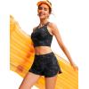 imageCRZ YOGA Womens 3 Swim Board Shorts High Waisted Quick Dry Beach Swimwear Bottoms Bathing Trunks with LinerJungle Camouflage Gray