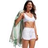 imageCRZ YOGA Womens 3 Swim Board Shorts High Waisted Quick Dry Beach Swimwear Bottoms Bathing Trunks with LinerWhite