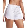 imageCRZ YOGA Womens 3 Swim Board Shorts High Waisted Quick Dry Beach Swimwear Bottoms Bathing Trunks with LinerWhite