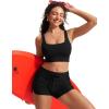 imageCRZ YOGA Womens Bikini Tops Scoop Neck Bathing Suit Supportive Modest Swimsuit Wide Straps Sports Bra PaddedBlack