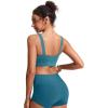 imageCRZ YOGA Womens Bikini Tops Scoop Neck Bathing Suit Supportive Modest Swimsuit Wide Straps Sports Bra PaddedSapphire Blue