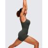 imageCRZ YOGA Womens Butterluxe Athletic Adjustable Strap Rompers Workout One Piece Sleeveless Jumpsuits Padded Bodysuit ShortsOlive Green