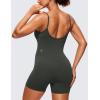 imageCRZ YOGA Womens Butterluxe Athletic Adjustable Strap Rompers Workout One Piece Sleeveless Jumpsuits Padded Bodysuit ShortsOlive Green