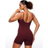 imageCRZ YOGA Womens Butterluxe Athletic Adjustable Strap Rompers Workout One Piece Sleeveless Jumpsuits Padded Bodysuit ShortsRed Merlot