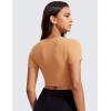 imageCRZ YOGA Womens Butterluxe Double Lined Short Sleeve Crop Tops Crew Neck Casual Workout TShirt Cute Basic TeeDoe Brown