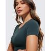 imageCRZ YOGA Womens Butterluxe Double Lined Short Sleeve Crop Tops Crew Neck Casual Workout TShirt Cute Basic TeeForest Dark Green
