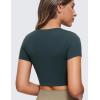 imageCRZ YOGA Womens Butterluxe Double Lined Short Sleeve Crop Tops Crew Neck Casual Workout TShirt Cute Basic TeeForest Dark Green
