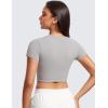 imageCRZ YOGA Womens Butterluxe Double Lined Short Sleeve Crop Tops Crew Neck Casual Workout TShirt Cute Basic TeeGull Gray