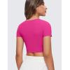 imageCRZ YOGA Womens Butterluxe Double Lined Short Sleeve Crop Tops Crew Neck Casual Workout TShirt Cute Basic TeeHibiscus Purple