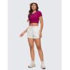 imageCRZ YOGA Womens Butterluxe Double Lined Short Sleeve Crop Tops Crew Neck Casual Workout TShirt Cute Basic TeeMagenta Purple