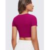 imageCRZ YOGA Womens Butterluxe Double Lined Short Sleeve Crop Tops Crew Neck Casual Workout TShirt Cute Basic TeeMagenta Purple