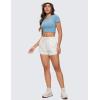 imageCRZ YOGA Womens Butterluxe Double Lined Short Sleeve Crop Tops Crew Neck Casual Workout TShirt Cute Basic TeePure Blue