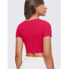 imageCRZ YOGA Womens Butterluxe Double Lined Short Sleeve Crop Tops Crew Neck Casual Workout TShirt Cute Basic TeeViva Magenta