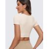 imageCRZ YOGA Womens Butterluxe Double Lined Short Sleeve Crop Tops Crew Neck Casual Workout TShirt Cute Basic TeeWhite Apricot