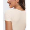imageCRZ YOGA Womens Butterluxe Double Lined Short Sleeve Crop Tops Crew Neck Casual Workout TShirt Cute Basic TeeWhite Apricot