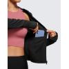 imageCRZ YOGA Womens Butterluxe Full Zip Workout Hoodie Jackets Slim Fit Hooded Athletic Yoga Lightweight Jacket with Thumb HolesBlack