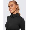 imageCRZ YOGA Womens Butterluxe Full Zip Workout Hoodie Jackets Slim Fit Hooded Athletic Yoga Lightweight Jacket with Thumb HolesBlack